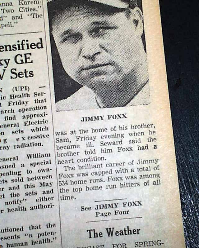 Jimmie Foxx death 
