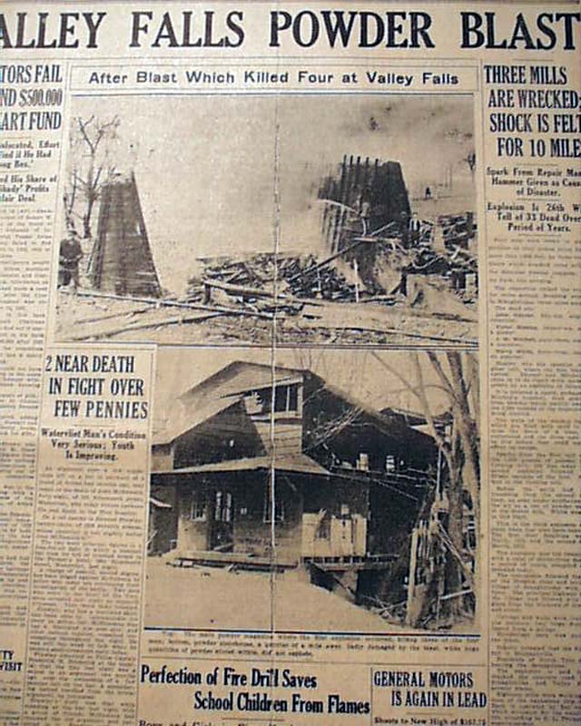 Valley Falls, New York powder explosion...