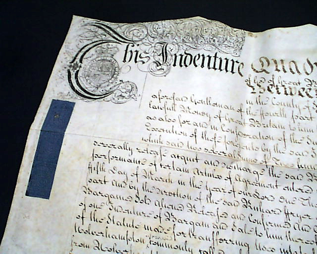 British sheepskin document from 1742...