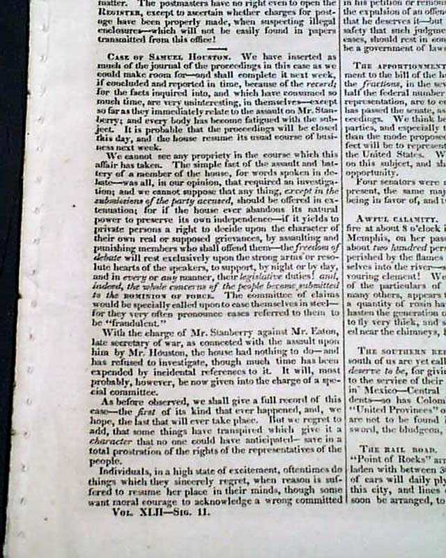 Much on the Sam Houston flogging incident...