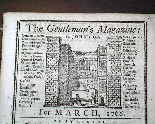 1768 Pre REVOLUTIONARY WAR Magazine Early Meteorology ...