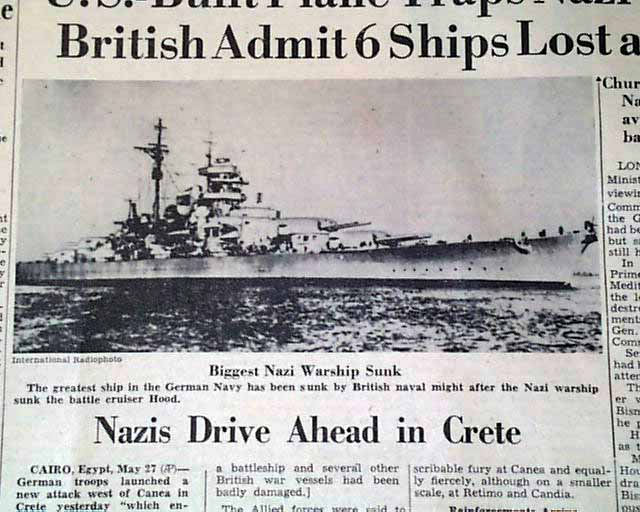 Bismarck sunk in 1941...