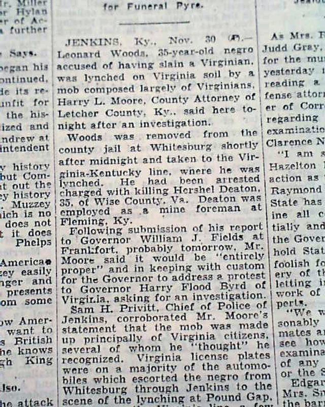 Jenkins, Kentucky lynching...