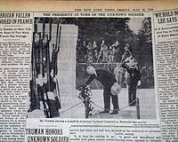 1946 "Tomb of the Unknown Soldier" observance...