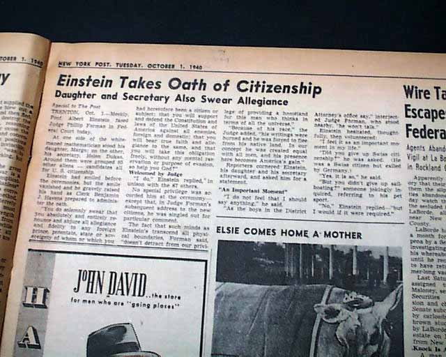 Albert Einstein becomes U.S. citizen...