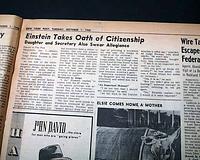 Albert Einstein becomes U.S. citizen...