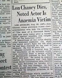 Lon Chaney death...