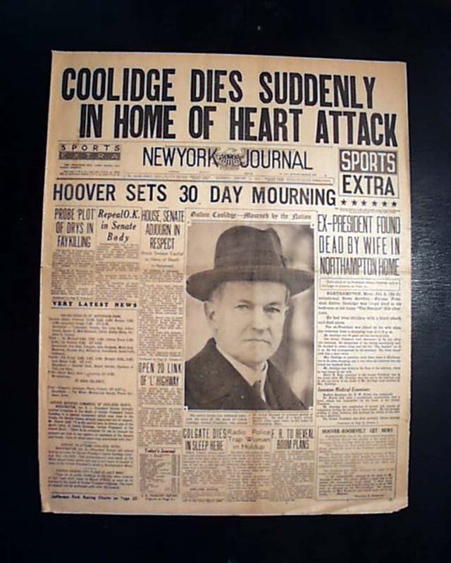 Calvin Coolidge death... - RareNewspapers.com