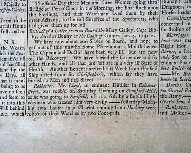 Letter written on board a slave ship...