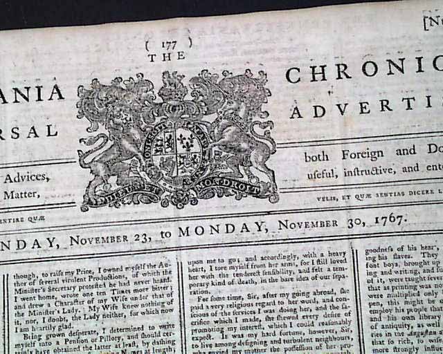 Handsome colonial newspaper...