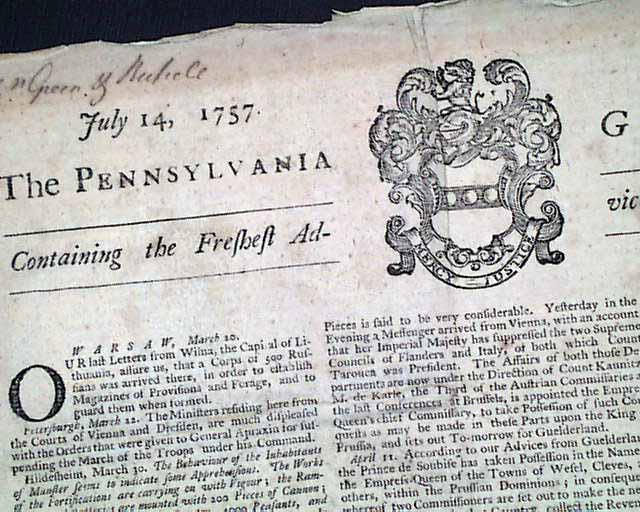 Printed by Benjamin Franklin...