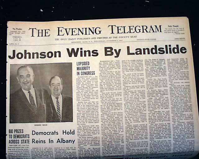 LBJ Wins Election 1964... - RareNewspapers.com