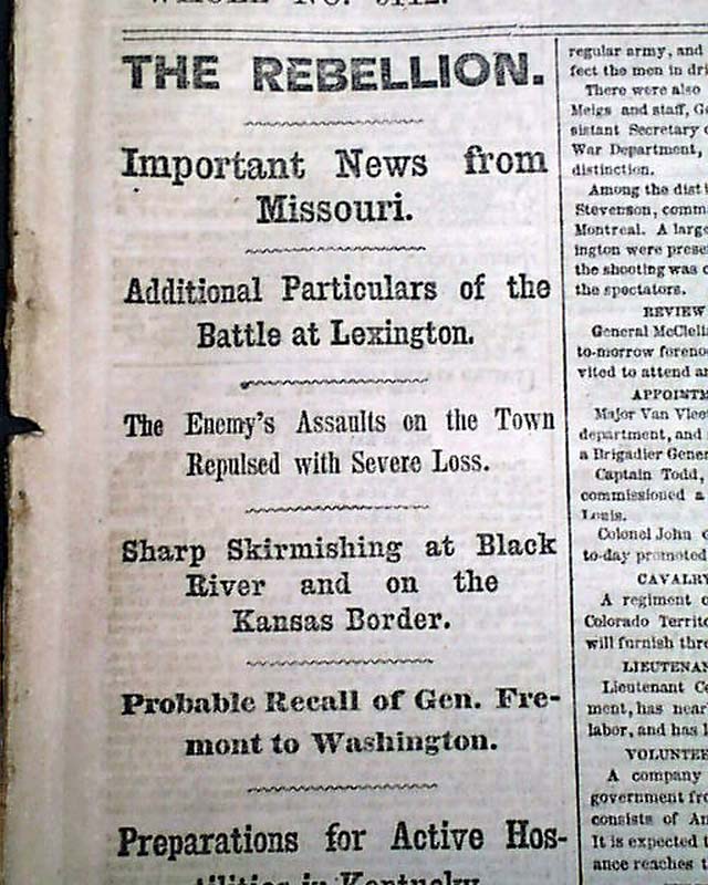 Civil War action in Missouri...   Loyalists in Kentucky...