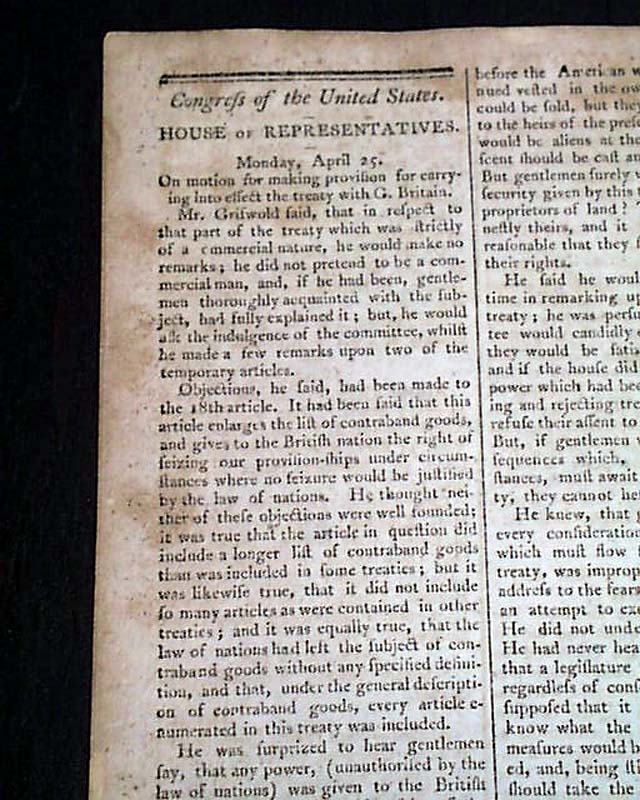 Discussing the Jay Treaty...      Slave-related ads...