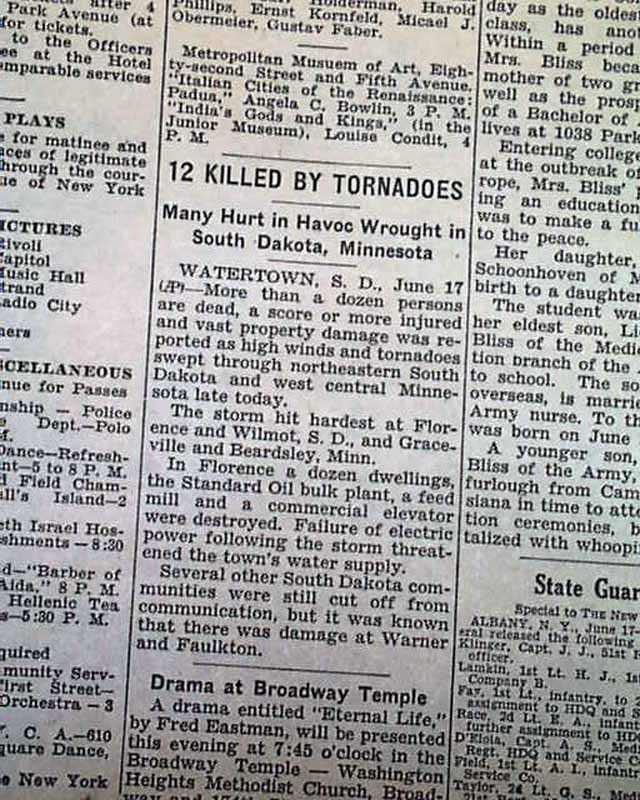 Wilmot & Florence SD tornado....