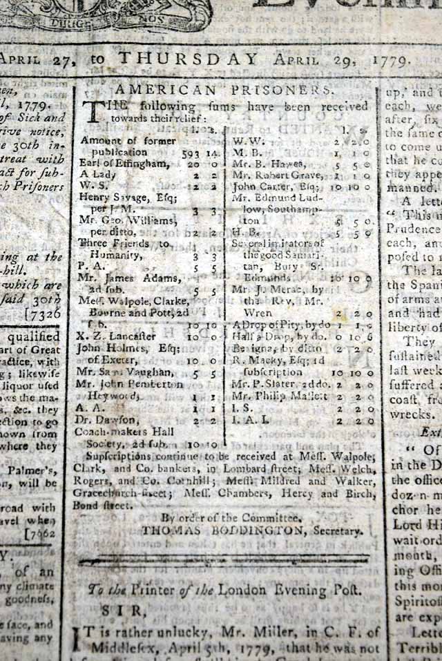 From the American Revolutionary War era...