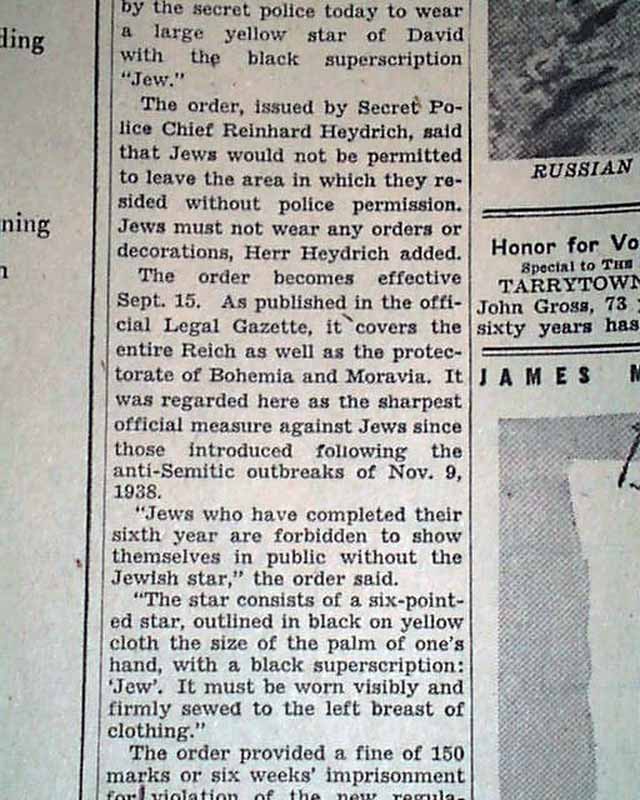 Jews required to wear the Star of David in Nazi Germany ...