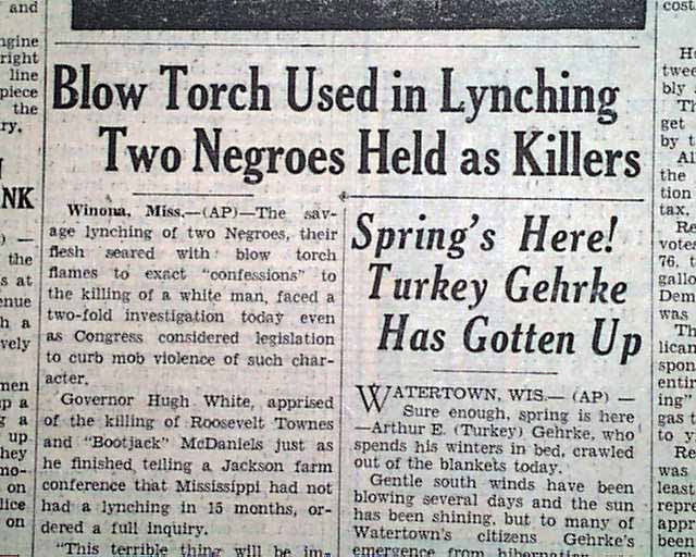 Duck Hill, Mississippi negro lynchings...