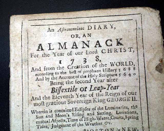 Very early, colonial America almanac...