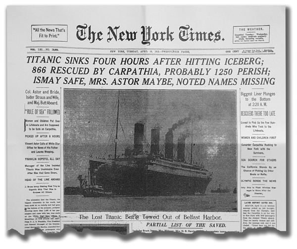 NY Times Jigsaw Puzzle... Titanic Sinks... - RareNewspapers.com