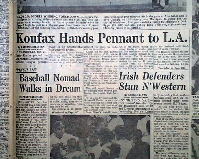 Book excerpt: In 1965, Sandy Koufax, with his “inflated tire” of an