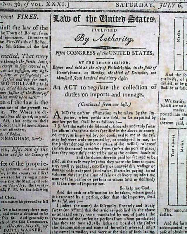 Proclamation signed in script by John Adams...