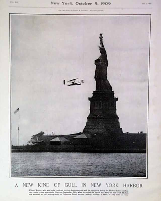Famous issue of Wilbur Wright circling the Statue of Liberty...