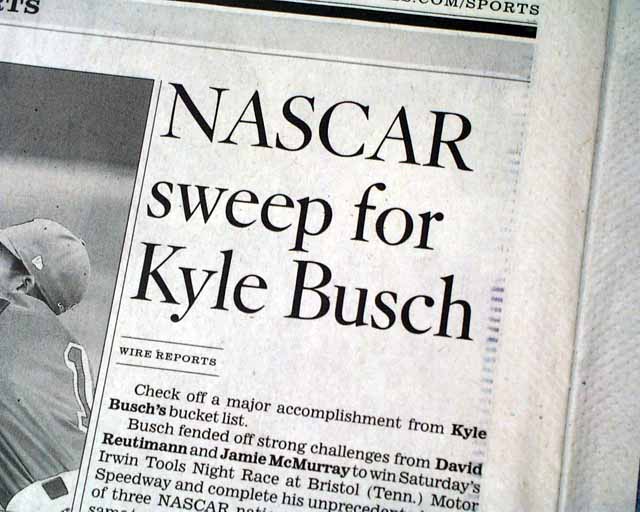 Kyle Busch's 2010 NASCAR sweep at Bristol...
