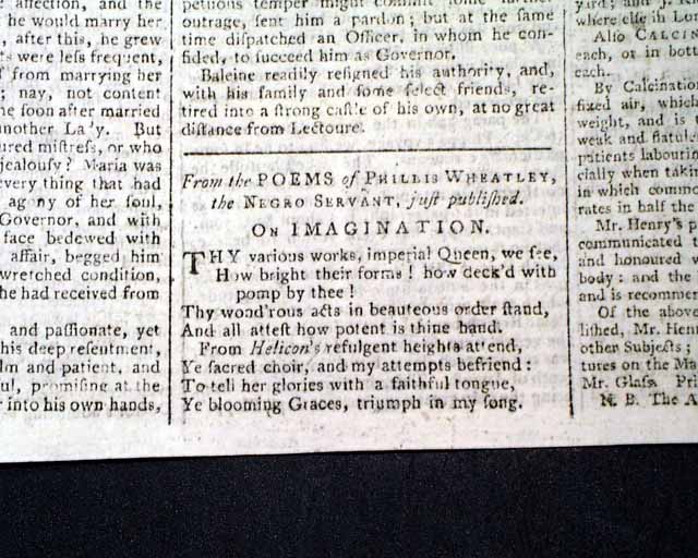 A first printing of one of Phillis Wheatley's poems?