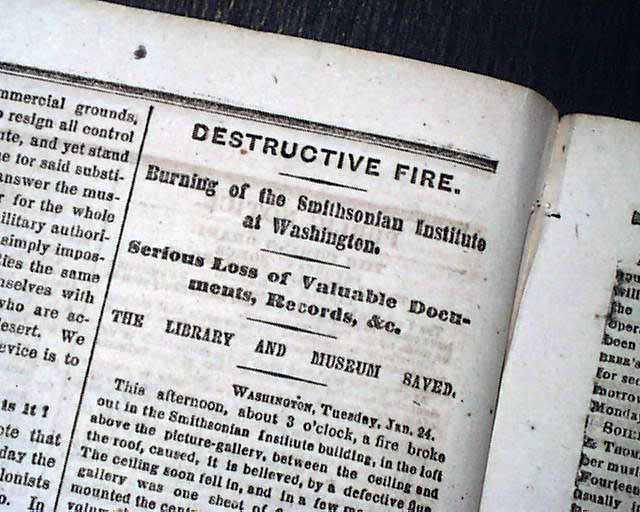 Smithsonian Institute fire...1865...