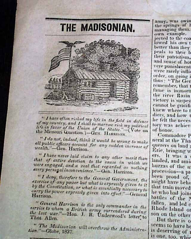 William Henry Harrison Log Cabin Political Campaign Cartoon