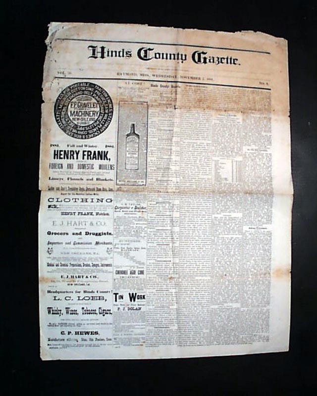 1881 Raymond, Mississippi...