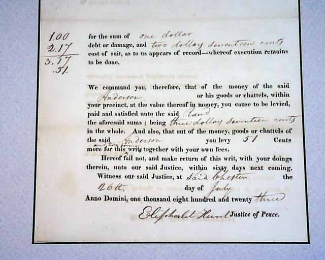 Candia, New Hampshire, judgement document of 1823...