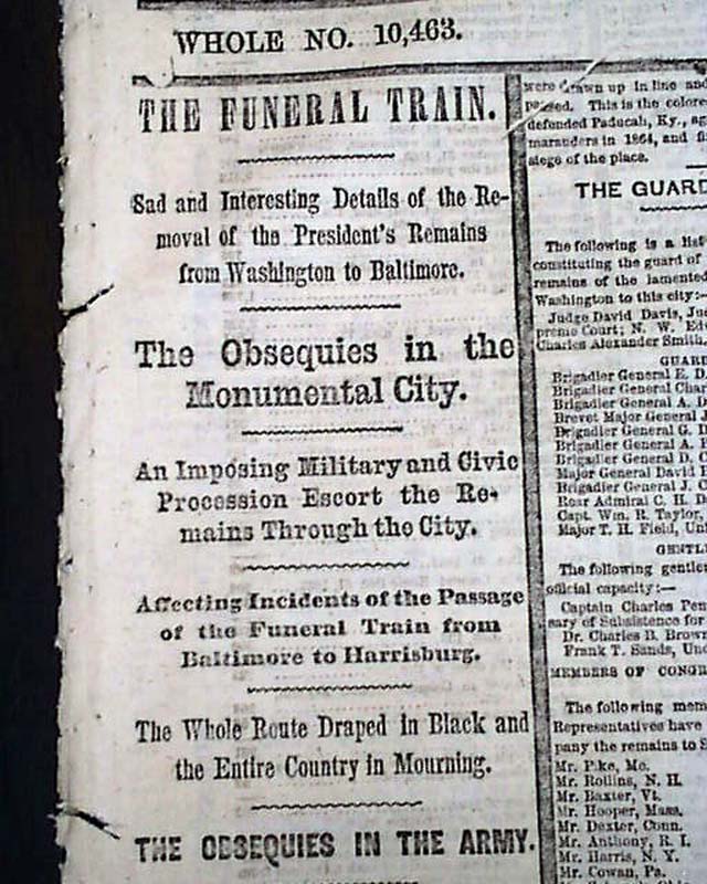 Abraham Lincoln Assassination Funeral Train Journey Springfield