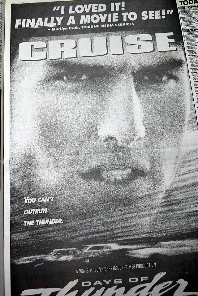 Review & premiere of "Days of Thunder", in a Los Angeles newspaper...