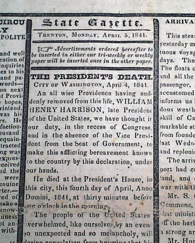 Great reporting on President Harrison's death & funeral...
