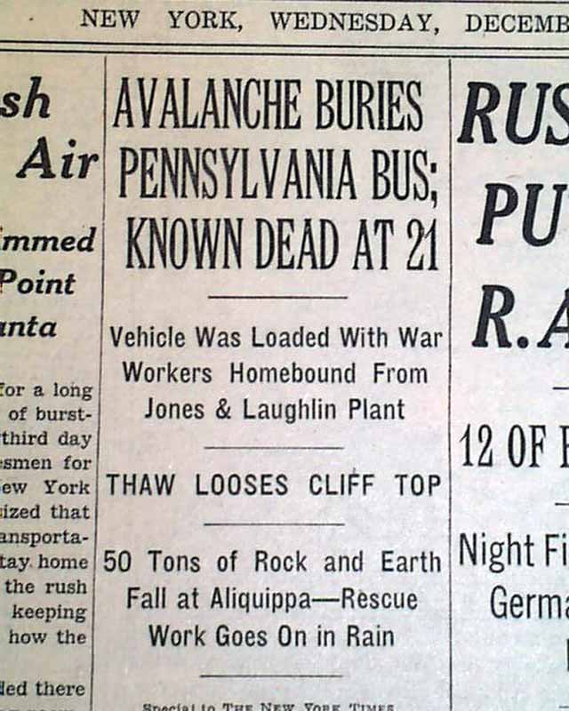 1942 Aliquippa, Pennsylvania avalanche...