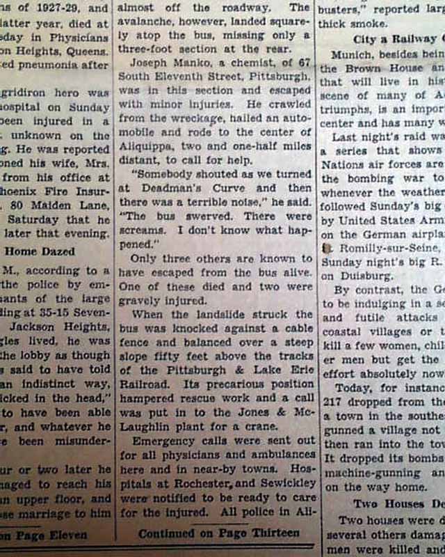 1942 Aliquippa, Pennsylvania avalanche...