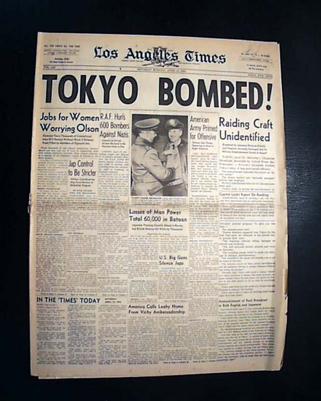 1942 Doolittle Raid Of Japan Rarenewspapers Com