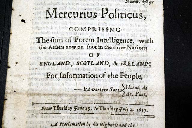 This newsbook reports the inauguration of Oliver Cromwell as Lord Protector...