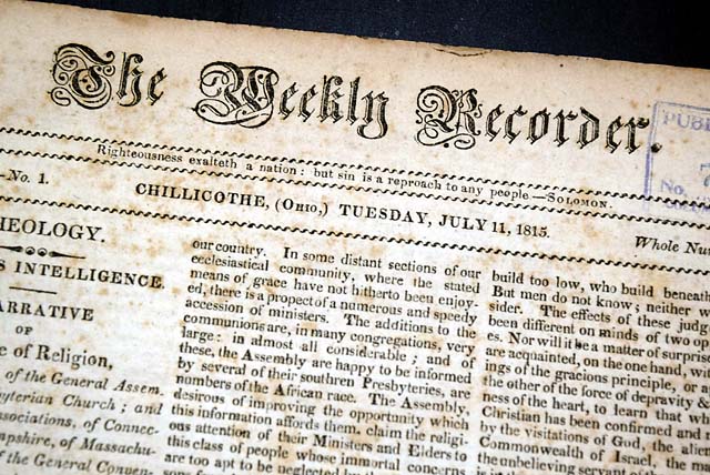 Very early from Ohio, once the capital of the Ohio Territory...
