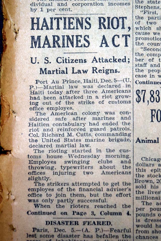 1929 occupation of Haiti... U.S. Marines...
