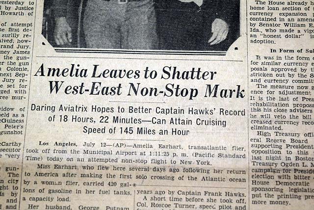 Amelia Earhart's 1932 record flight...