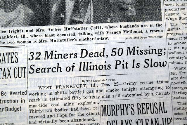 1951 West Frankfort, Illinois mine disaster...