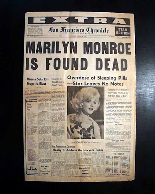 Lot - NEWSPAPER REPORTS THE DEATH OF MARILYN MONROE