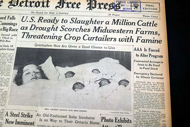 THE DETROIT FREE PRESS, May 31, 1934&nbsp;* Dust Bowl - Great...