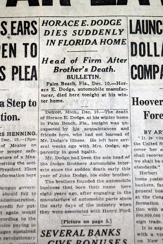 Horace E. Dodge death in 1920... 