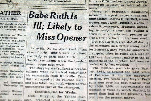 1925 Babe Ruth becomes Ill... hotdogs ?...