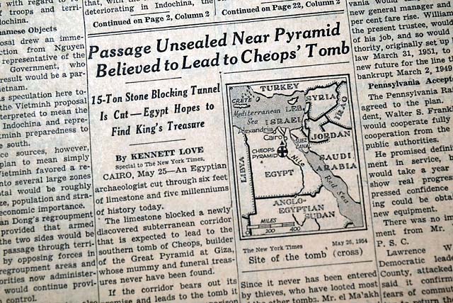 THE NEW YORK TIMES, May 26, 1954&nbsp;* Discovery of the Khufu Ship...