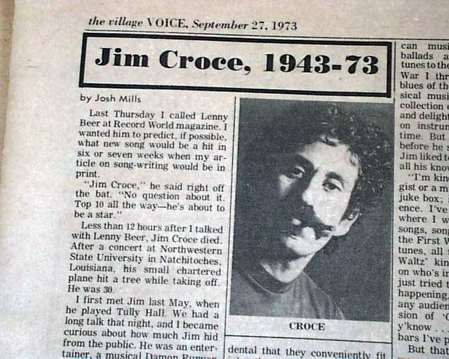 1973 airplane crash death of Jim Croce... - RareNewspapers.com